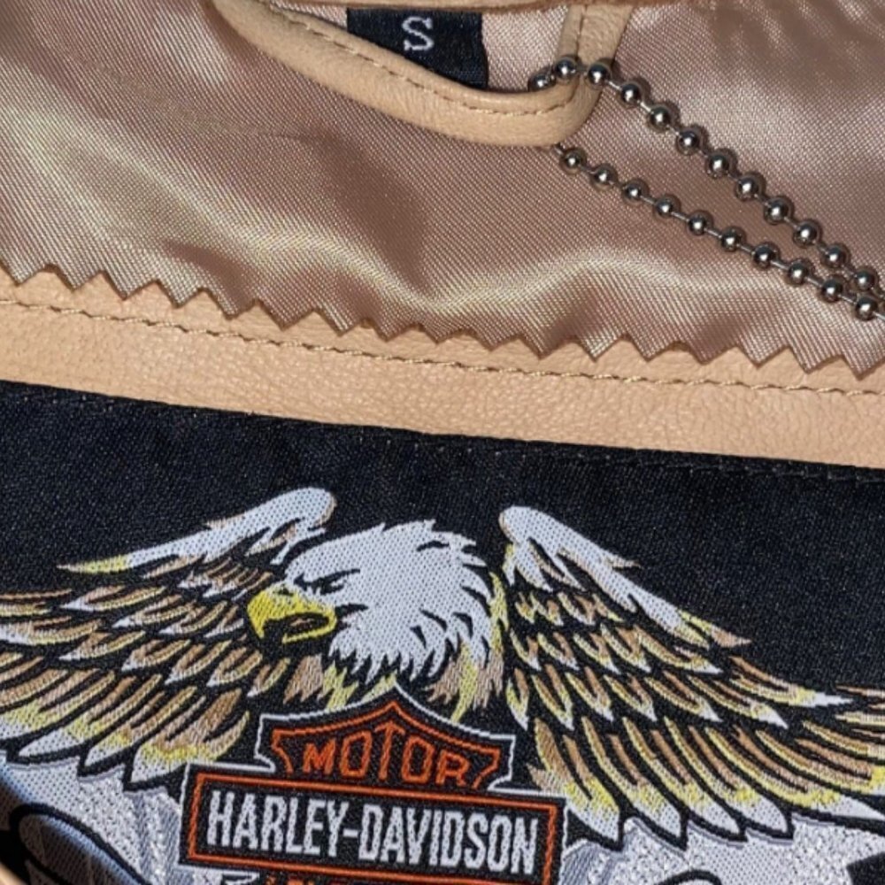 Rare Women's Authentic Harley Davidson Tan leather Jacket Small NWT​​​​​​​​ - Picture 7 of 8